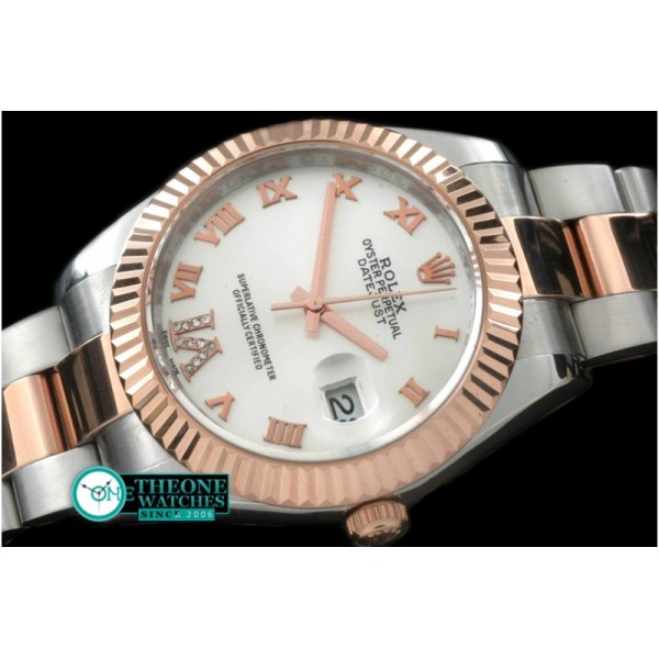 Rolex - SS/RG Oyster Fluted White Roman Asian Eta 2836-2