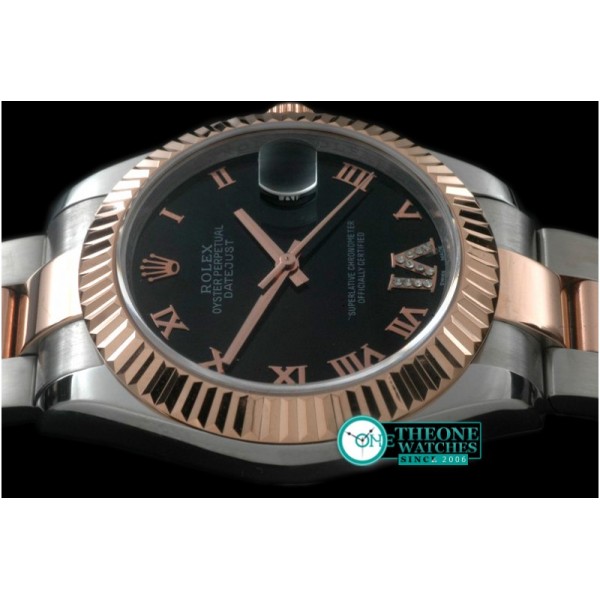 Rolex - SS/RG Oyster Fluted Black Roman Asian Eta 2836-2