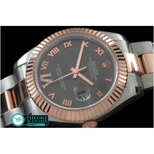 Rolex - SS/RG Oyster Fluted Grey Roman Asian Eta 2836-2