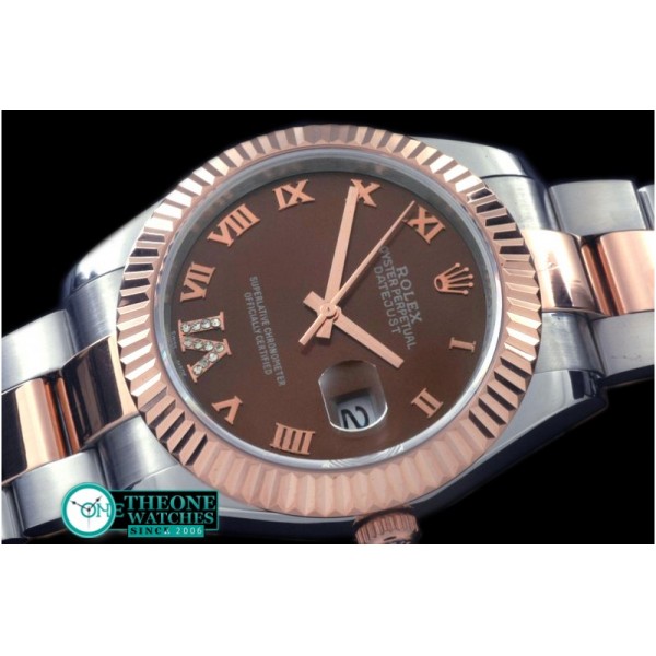 Rolex - SS/RG Oyster Fluted Brown Roman Asian Eta 2836-2