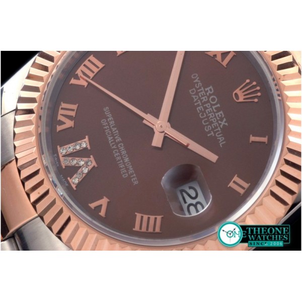 Rolex - SS/RG Oyster Fluted Brown Roman Asian Eta 2836-2