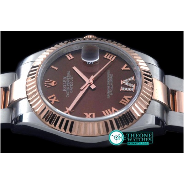 Rolex - SS/RG Oyster Fluted Brown Roman Asian Eta 2836-2