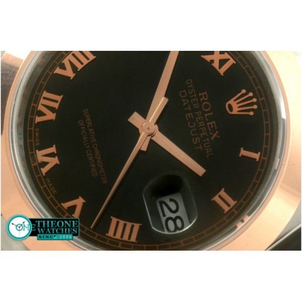Rolex - SS/RG Oyster Black Roman Asian Eta 2836-2