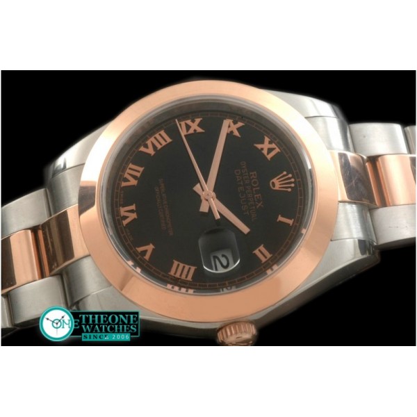 Rolex - SS/RG Oyster Black Roman Asian Eta 2836-2