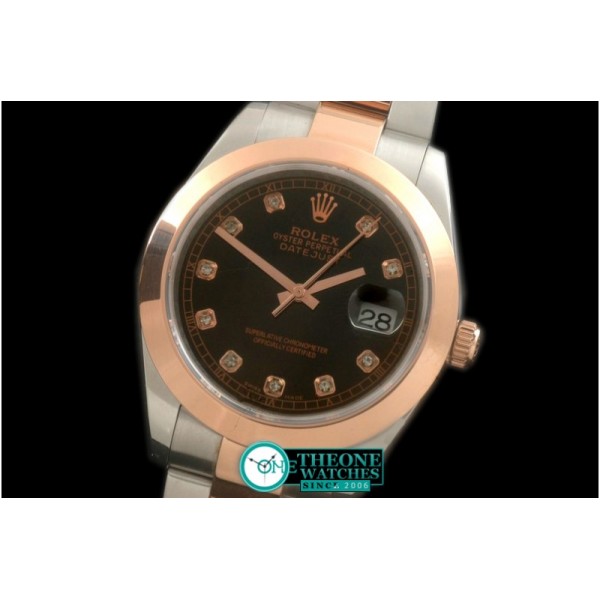 Rolex - SS/RG Oyster Black Diam Asian Eta 2836-2