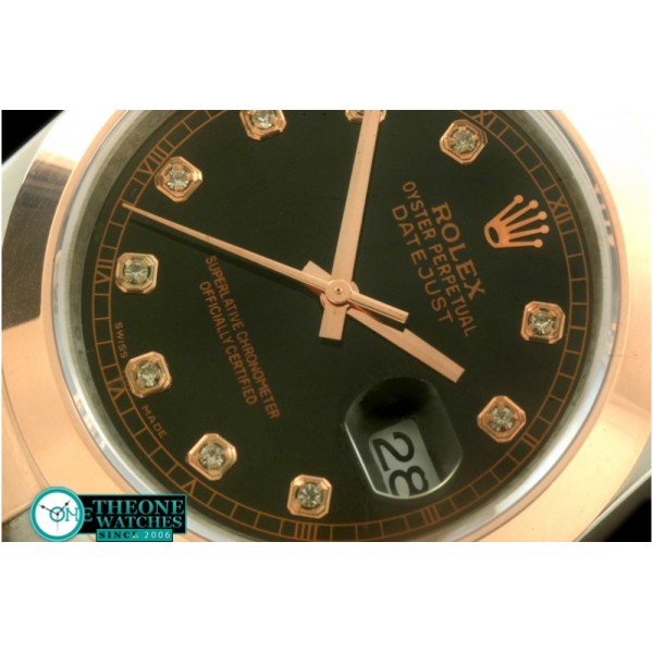 Rolex - SS/RG Oyster Black Diam Asian Eta 2836-2