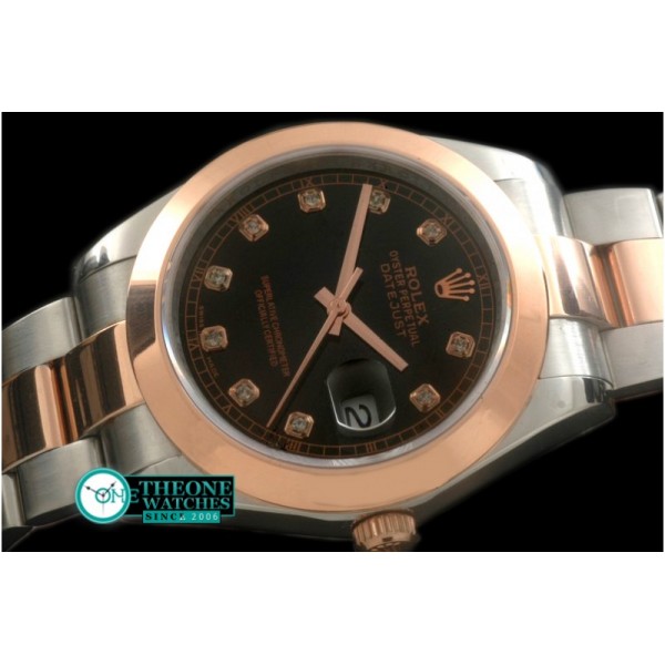 Rolex - SS/RG Oyster Black Diam Asian Eta 2836-2