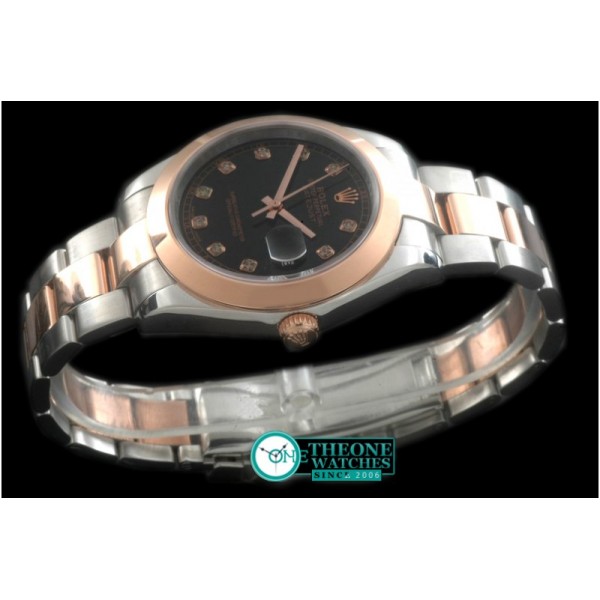 Rolex - SS/RG Oyster Black Diam Asian Eta 2836-2