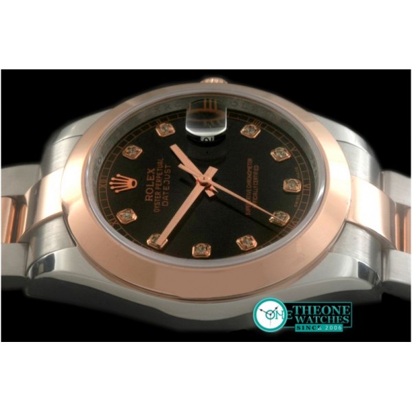 Rolex - SS/RG Oyster Black Diam Asian Eta 2836-2