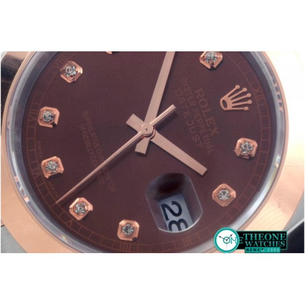 Rolex - SS/RG Oyster Brown Diam Asian Eta 2836-2